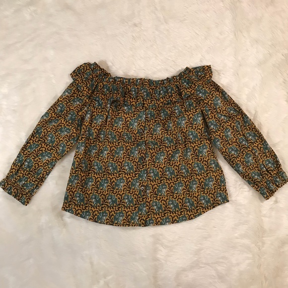 NWT J. Crew Off-The-Shoulder Ratti Elephant Blouse - Picture 3 of 4